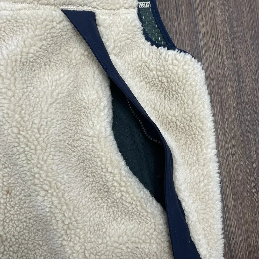 J.Crew Nordic Fleece Vest Men’s Large Sherpa Lined Beige Zip Front Outdoor